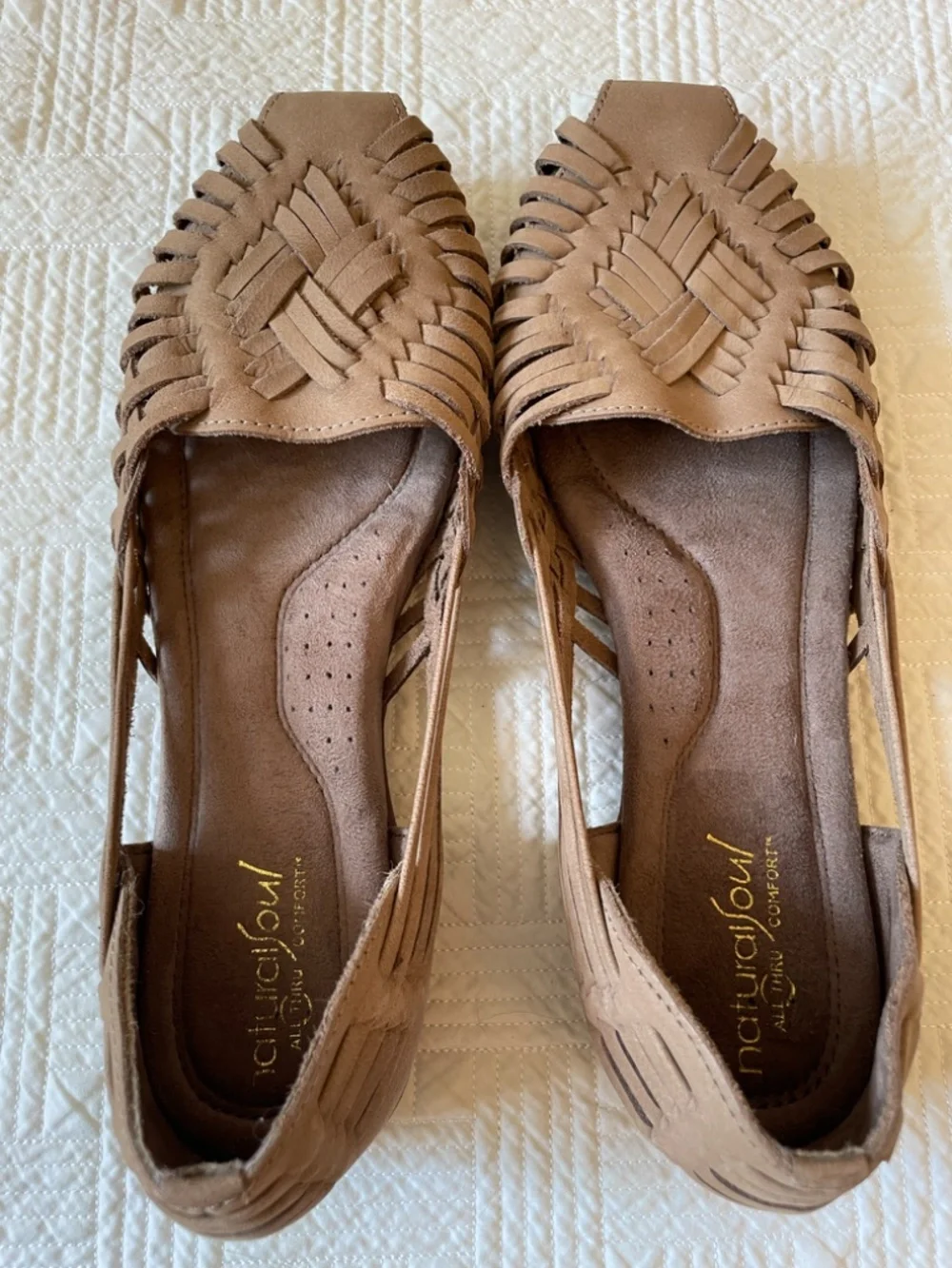 Natural Soul Tan Woven Huarache Flats